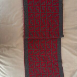 Fendi Red and Gray Logo Scarf